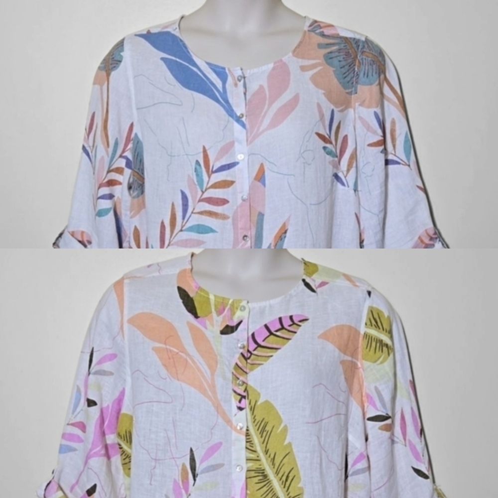 Cynthia‎ Rowley Linen Button Up Top Lot Bundle Size 1X / 18W Tropical Vacation